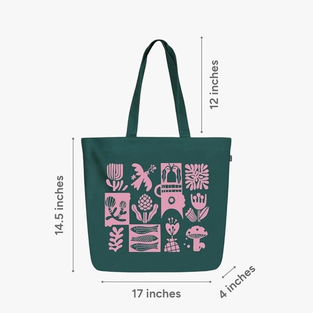 Ecoright Aesthetic Canvas Tote Bag for Women Large Zipper Tote Bags with Pocket, Womens Tote Bag for Yoga, Work, Beach