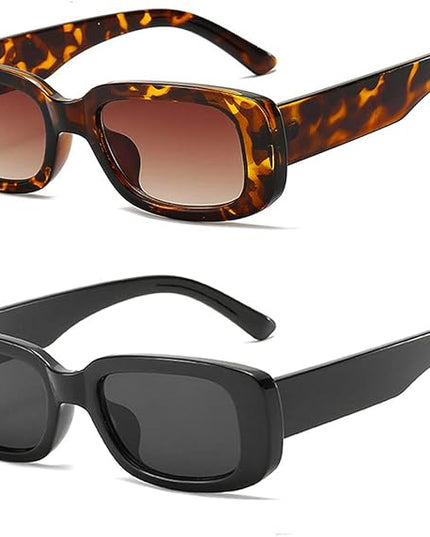 Dollger Rectangle Sunglasses for Women Men Trendy Retro Fashion Sunglasses UV 400 Protection Square Fram