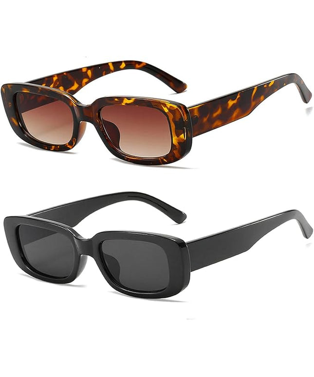 Dollger Rectangle Sunglasses for Women Men Trendy Retro Fashion Sunglasses UV 400 Protection Square Fram