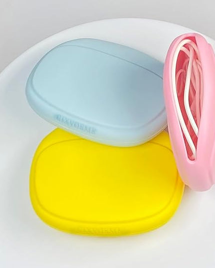 Silicone Headphone Organizer - Data Cable Storage Case - Mini Key Box - Portable Wired Headset Storage Bag (Yellow-Pink-Blue-3PCS)
