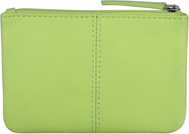 ili New York Mini Leather Coin Purse, Compact Design with Key Ring and RFID Protection for Women and Men in Vibrant Colors, Pear
