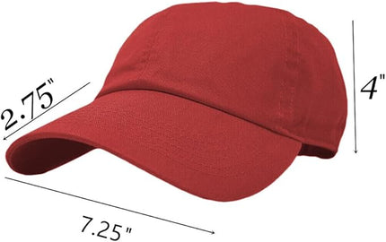 Glory Max 100% Cotton Baseball Cap Classic Plain Low Profile Golf Dad Hat Buckle Adjustable