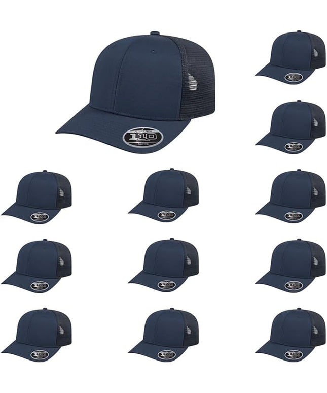 Cap America i8502 Flexfit 110 Premium Mid Profile 6-Panel Mesh Back Trucker Cap Hat w/UV Guard & Adjustable Snapback