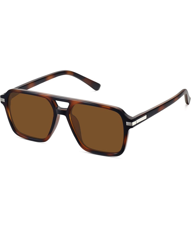 Retro Aviator Sunglasses for Women Men Trendy Classic Square 70s 80s 90s Vintage Shades Double Bridge Aviators FZN813