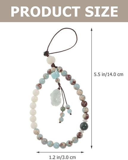 Chinese Style Agalmatolite Phone Lanyard Green Wrist Strap Short Cellphone Chain Bodhi Hanging Rope Lightweight Anti-lost Charm for Keys and Accessories