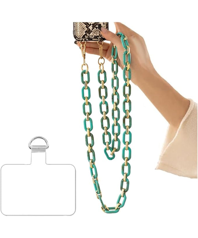 Phone Crossbody Chain Cell Phone Lanyard,Acrylic Shouder Strap Universal Cellphone Chain Strap with Tether Patches Compatible with Most Phones Bag Purse (S)