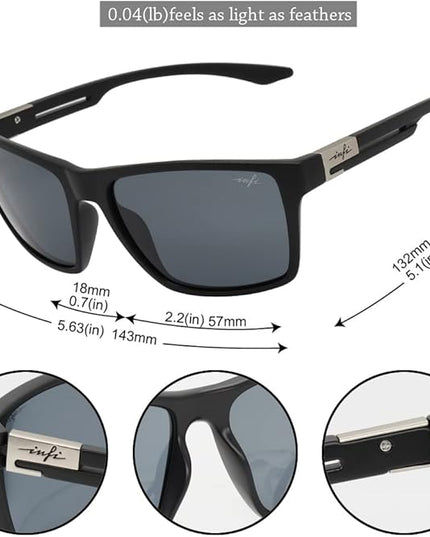 INFI Fishing Polarized Sunglasses for Men Driving Running Golf Sports Glasses Square UV Protection Designer Style Unisex