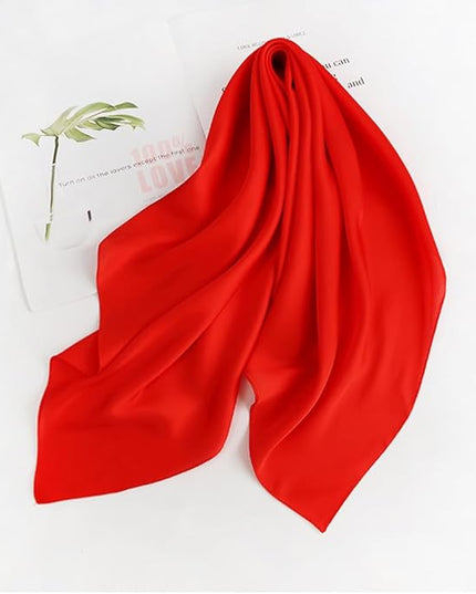 CHUNG Women's Square Satin Scarf 27.5" Bandanas Solid 50s Retro Neck Scarves Emulation Silk Handbag Hair Ribbons Necktie