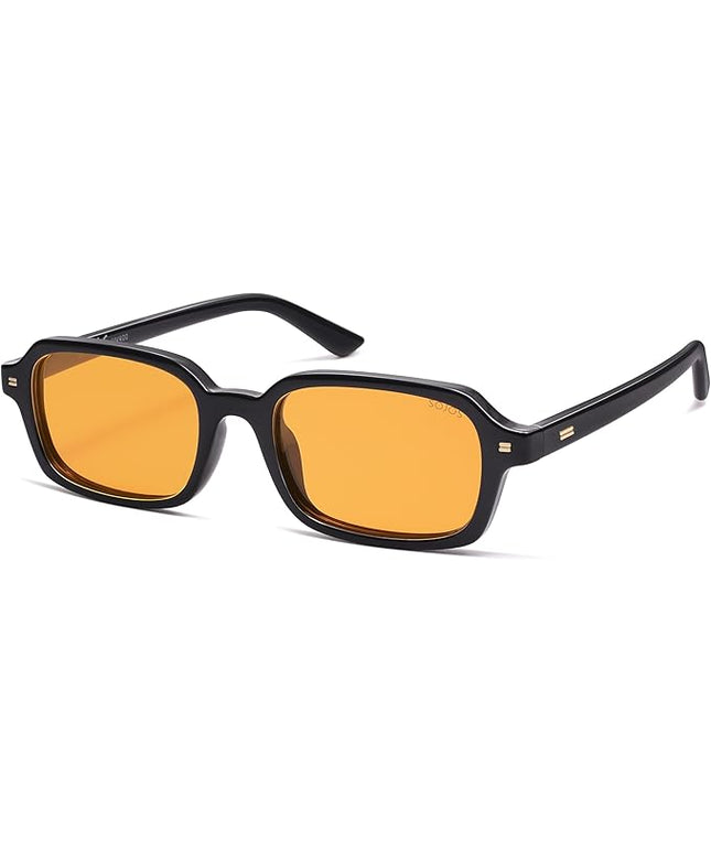 SOJOS Trendy Rectangle Polarized Sunglasses Womens Mens, Small Retro Fashion Thin Slim Square Sunnies SJ2610