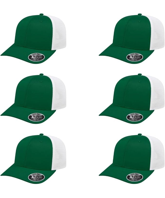 Cap America i8502 Flexfit 110 Premium Mid Profile 6-Panel Mesh Back Trucker Cap Hat w/UV Guard & Adjustable Snapback