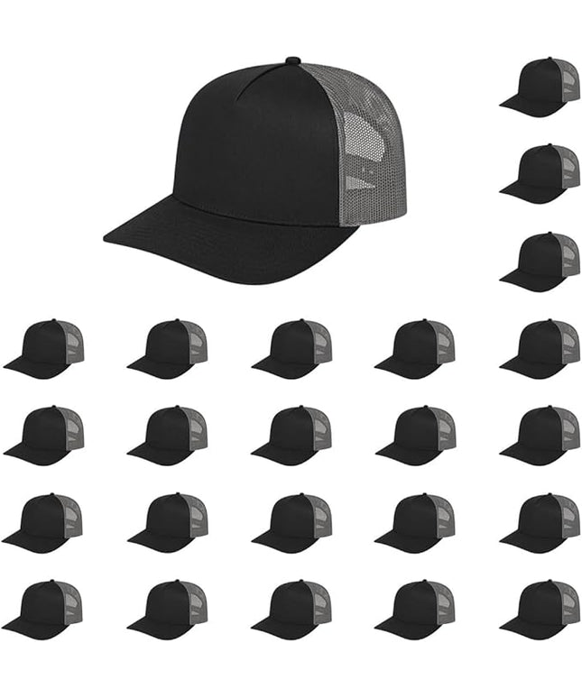 Cap America i3039 Classic 5 Panel Mid Profile Structured Trucker Mesh Back Cap w/ & Adjustable Snapback
