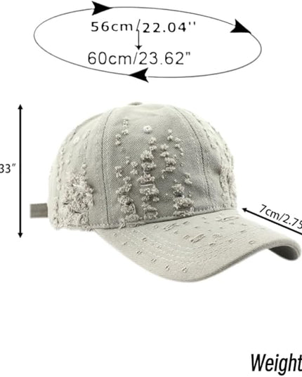 Vintage Washed Distressed Baseball Cap - Adjustable Unisex Solid Color Retro Hat for Outdoor & Casual Wear