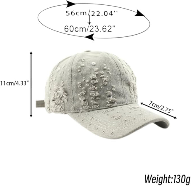 Vintage Washed Distressed Baseball Cap - Adjustable Unisex Solid Color Retro Hat for Outdoor & Casual Wear