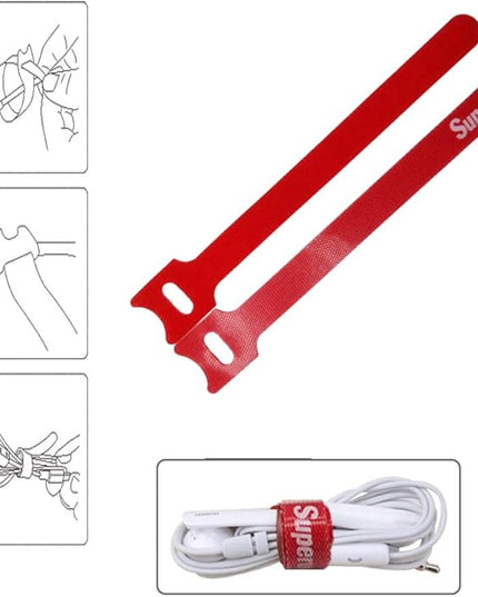 Superun 50 Pcs Multi-Color 10 Inch Fastening Cable Ties Reusable Cord Organizer, Adjustable Hook and Loop Wire Wrap Cable Management