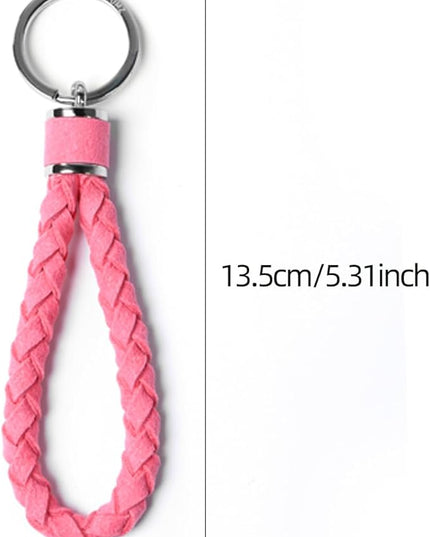 BETTERHUMZ Leather Key Fob Car Weave Keychain Ring Woven Strap Braided Key Chain for Alcantara Accessories