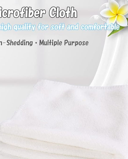 Microfiber Cleaning Cloth-24Pcs (13x13 inch) Ultra Soft Highly Absorbent Rags for Housekeeping-Machine Wash (White)
