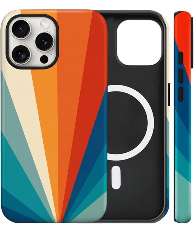 Magnetic for iPhone 13/14 Case Cute Frog Stripes Phone Case, Summer Shockproof Slim TPU and Hard PC Protective Phone Cover Compatible with MagSafe Designed for Women Girls