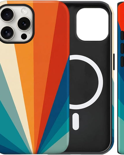 Magnetic for iPhone 15 Pro Case Cute Frog Stripes Phone Case, Summer Shockproof Slim TPU and Hard PC Protective Phone Cover Compatible with MagSafe Designed for Women Girls