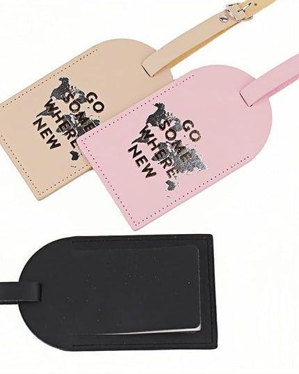 Luggage Tags for Suitcases, PU Leather Luggage Flip Privacy Cover Protection Tags Luggage Tags, for Travel Essentials, Stylish Baggage Labels for Handbags(3 Pack,Map