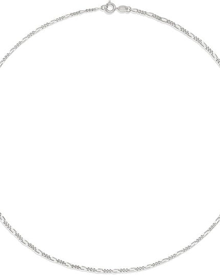 Amazon Essentials 14k Gold or Sterling Silver Plated Figaro Chain Necklace