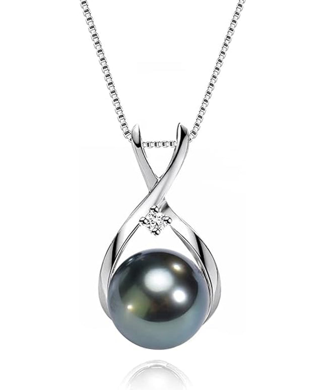 Gifts for Wife Women Anniversary-Tahitian Black Pearl Necklace-Mom Girlfriend Her Fine Jewelry Mothers Day Valentines Christmas Birthdays Gift