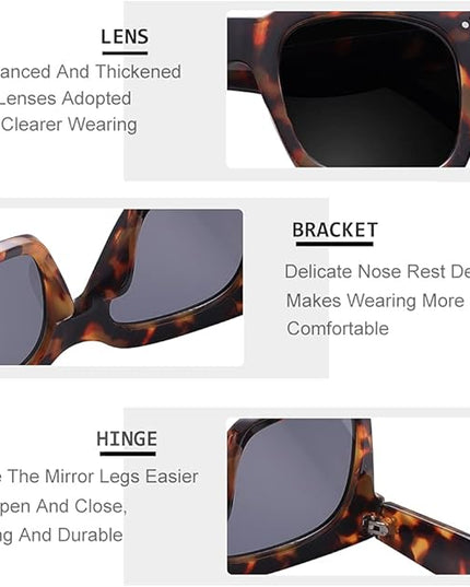 Vintage Women Oversized Sunglasses Designer Luxury Square Sun Glasses UV400 Protection Flat Lens