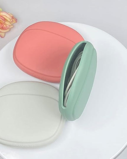 Silicone Headphone Organizer-Data Cable Storage Case-Mini Key Box-Portable Wired Headphone Organizer(Red-Grey-Green-3PCS)