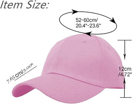 Glory Max Plain Baseball Cap Hook & Loop Strap Adjustable Solid Blank Curved Visor Hat