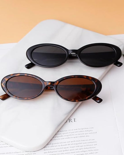 90s Sunglasses for Women Men Retro Small Oval Sunglasses