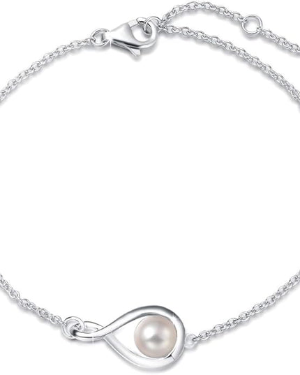 FANCIME Love Bracelet 925 Sterling Silver Infinity Birthstone Bracelets for Women Fine Jewelry Birthday Christmas Gifts for Her Mom Wife, Chain Length 6.7"+1.2" Extend
