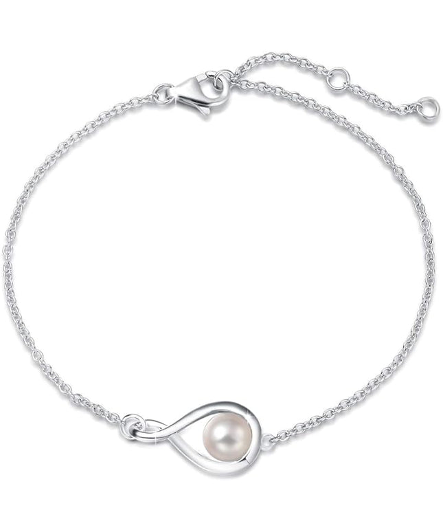 FANCIME Love Bracelet 925 Sterling Silver Infinity Birthstone Bracelets for Women Fine Jewelry Birthday Christmas Gifts for Her Mom Wife, Chain Length 6.7"+1.2" Extend