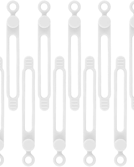 12Pcs White Silicone Cord Strap, Silicone Cable Ties, Reusable Cable Ties Management Organizer, Multipurpose Elastic Cord Organizer for Bundling and Fastening Cable