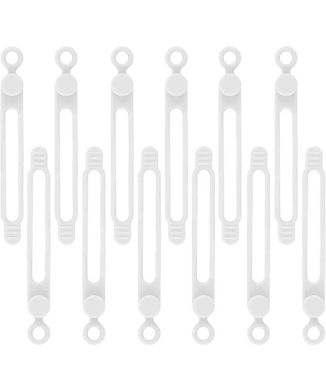 12Pcs White Silicone Cord Strap, Silicone Cable Ties, Reusable Cable Ties Management Organizer, Multipurpose Elastic Cord Organizer for Bundling and Fastening Cable