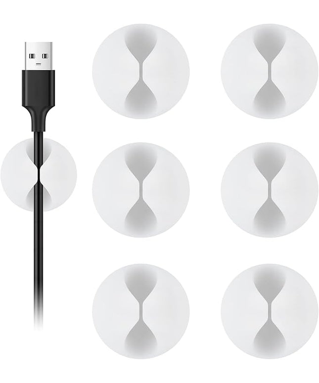 Shintop Cable Clips, 6 Pack White Cord Holder Cable Management Wire Organizer for Organizing Desk Nightstand Car Phone Charger