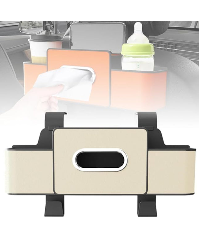 Car Organizers and Storage Box, 4 in 1 Multifunctional Car Backseat Organizer with Cup Holder for Hold Phones, Snacks, Drinks, and Handbags, Universal Fit for Most Cars (White)