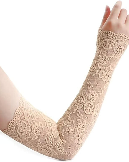 Women's Short Lace Gloves Fingerless for Driving Wedding Wrist Length Bridal Prom Gloves