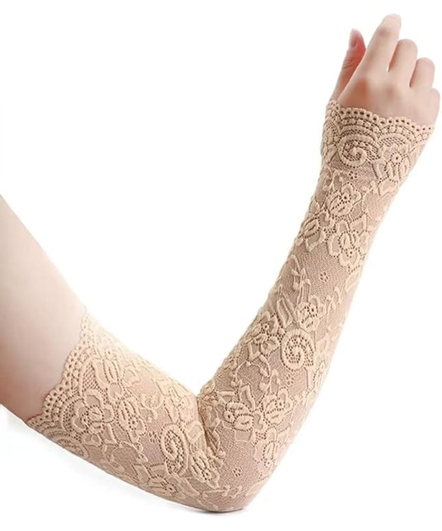 Women's Short Lace Gloves Fingerless for Driving Wedding Wrist Length Bridal Prom Gloves