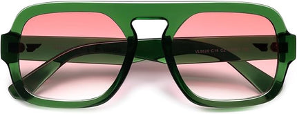 VANLINKER Oversized Retro Square Aviator Sunglasses for Women Men 70s Vintage Style Trendy Big Flat Top Sun Glasses VL9826