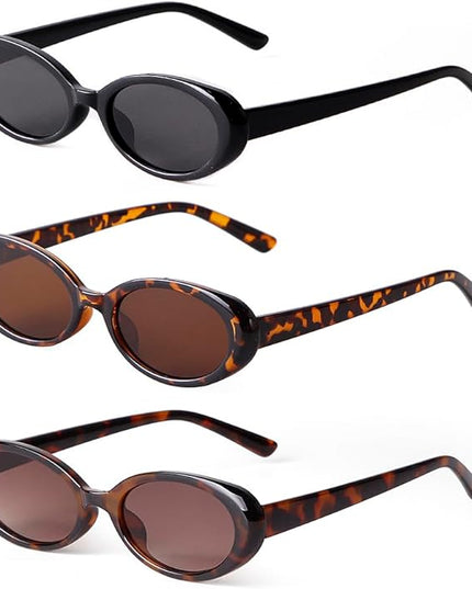 90s Sunglasses for Women Men Retro Small Oval Sunglasses