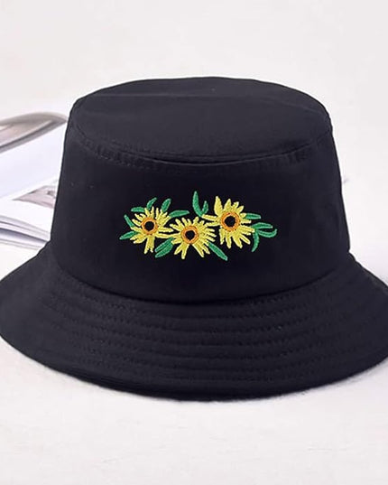XYIYI Fashion Embroidery Bucket Hat Cotton Beach Fisherman Hats for Women Girls