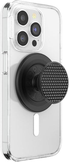 PopSockets Phone Grip for MagSafe with Kickstand, Magnetic Stand, Swappable Top, Secure Hold for iPhone MagSafe Cases, Phone & Tablet Grip - Alum Triangle Knurled Black
