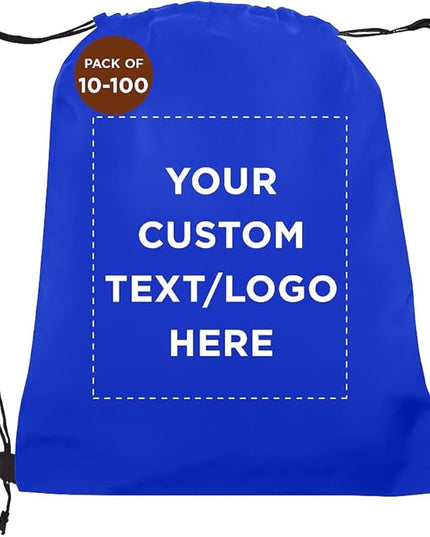 DISCOUNT PROMOS Custom Non-Woven Drawstring Backpacks Set of 10/50/100, Personalized Bulk Pack