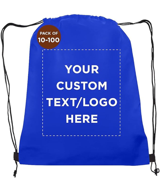 DISCOUNT PROMOS Custom Non-Woven Drawstring Backpacks Set of 10/50/100, Personalized Bulk Pack