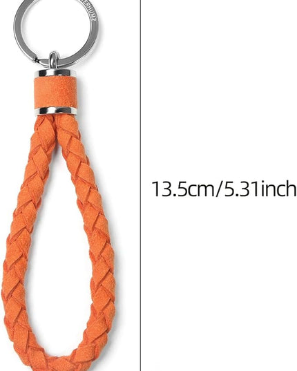 BETTERHUMZ Leather Key Fob Car Weave Keychain Ring Woven Strap Braided Key Chain for Alcantara Accessories