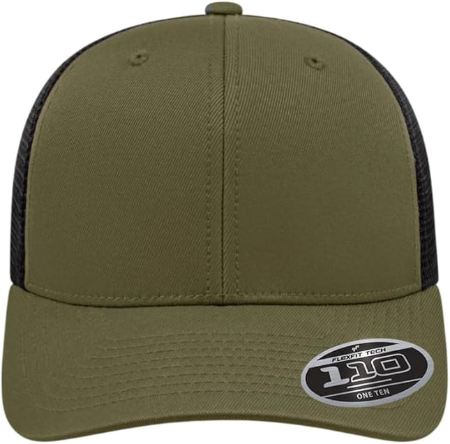 Cap America i8502 Flexfit 110 Premium Mid Profile 6-Panel Mesh Back Trucker Cap Hat w/UV Guard & Adjustable Snapback