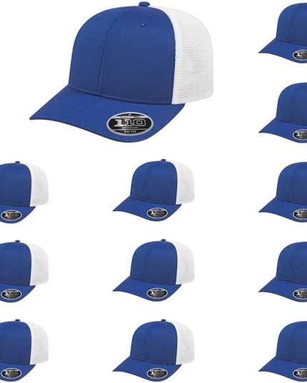 Cap America i8502 Flexfit 110 Premium Mid Profile 6-Panel Mesh Back Trucker Cap Hat w/UV Guard & Adjustable Snapback