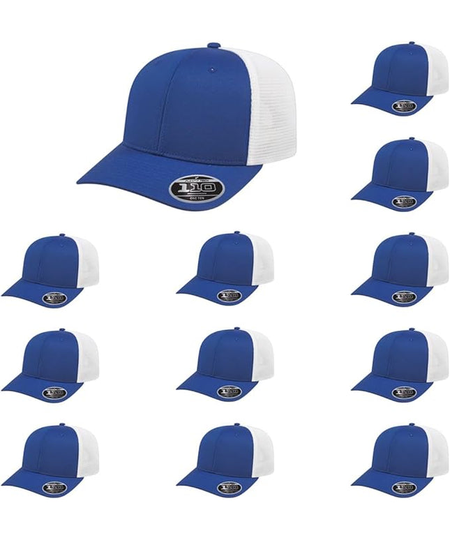 Cap America i8502 Flexfit 110 Premium Mid Profile 6-Panel Mesh Back Trucker Cap Hat w/UV Guard & Adjustable Snapback