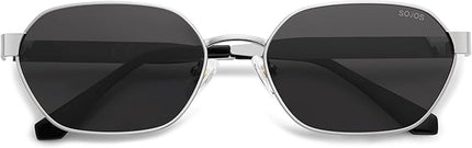 SOJOS Trendy Polarized Hexagon Sunglasses for Women Men, UV400 Retro Rectangle Shades SJ1238