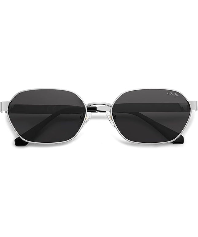 SOJOS Trendy Polarized Hexagon Sunglasses for Women Men, UV400 Retro Rectangle Shades SJ1238