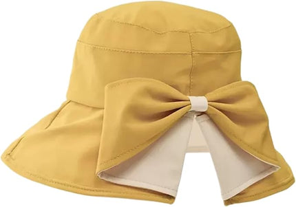 Womens Wide Brim Sun Hats UPF50+ UV Packable Beach Hat Summer Bow Decoration Bucket Cap for Travel